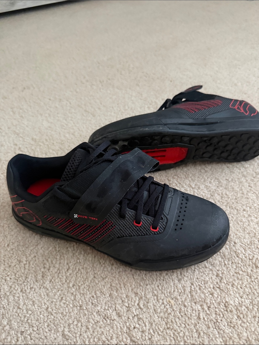 Five Ten Men's Black Cycling Shoes with Red Accents
